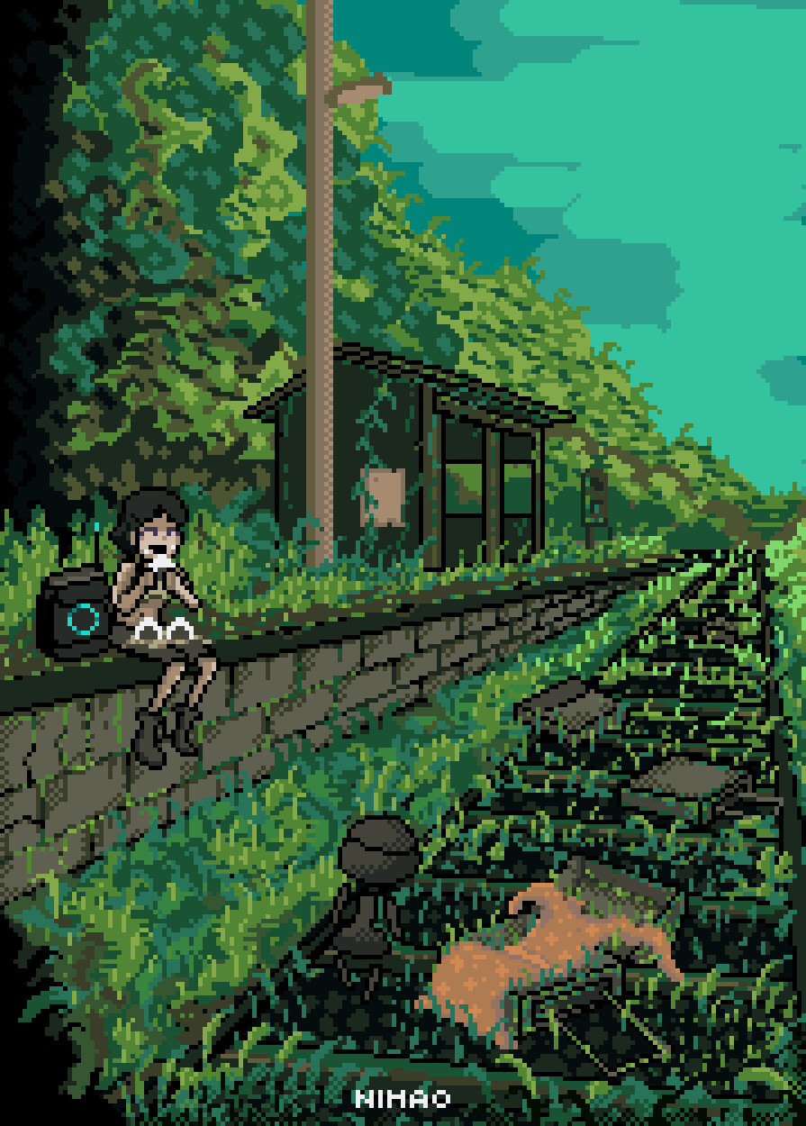 train station - art by Niaho Pixel